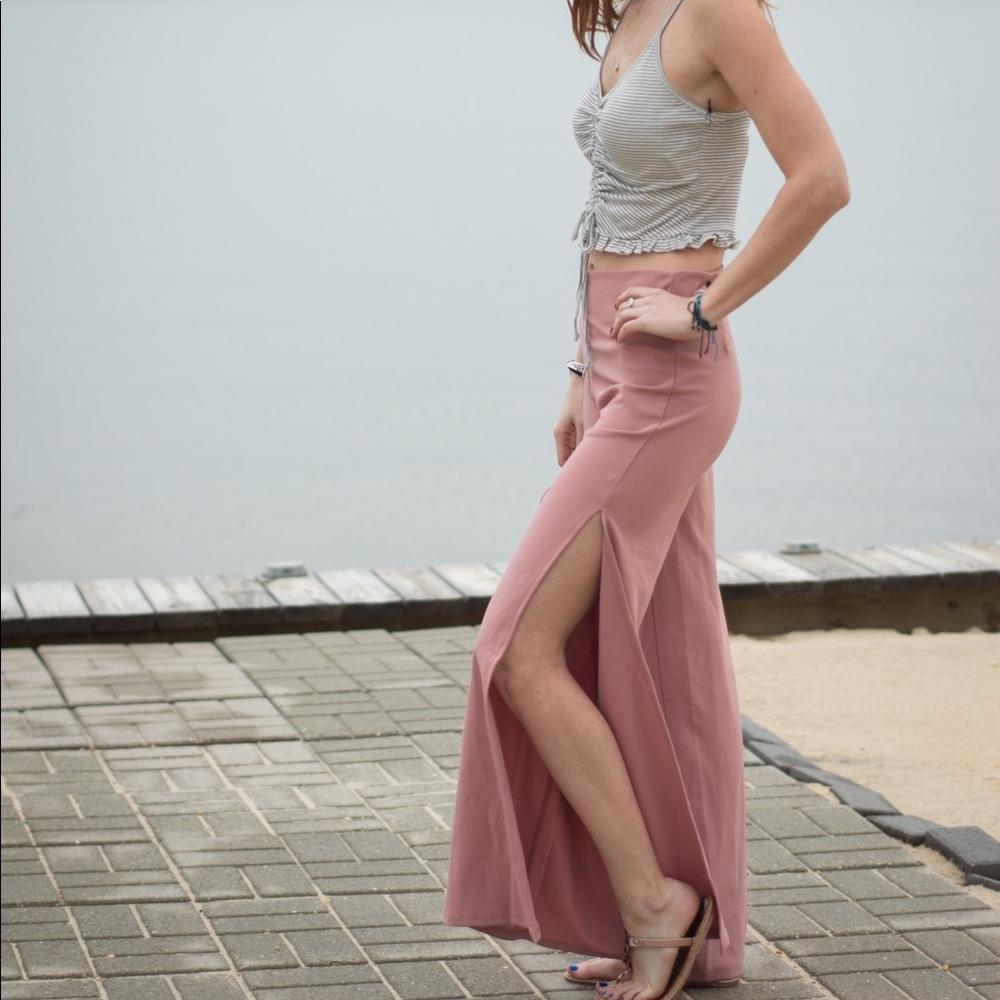 Dusty rose slit pants